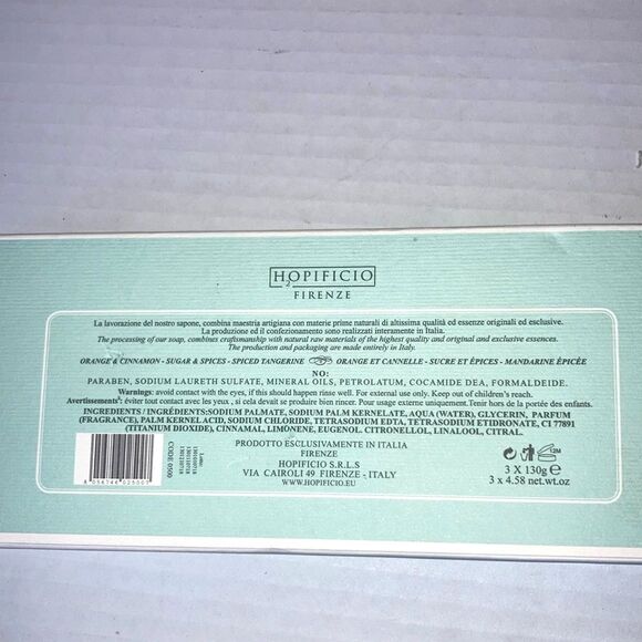 Triple Milled Luxury Bar Soap HOPIFICIO Made in Italy NEW Gift Set of 3 - Picture 8 of 11